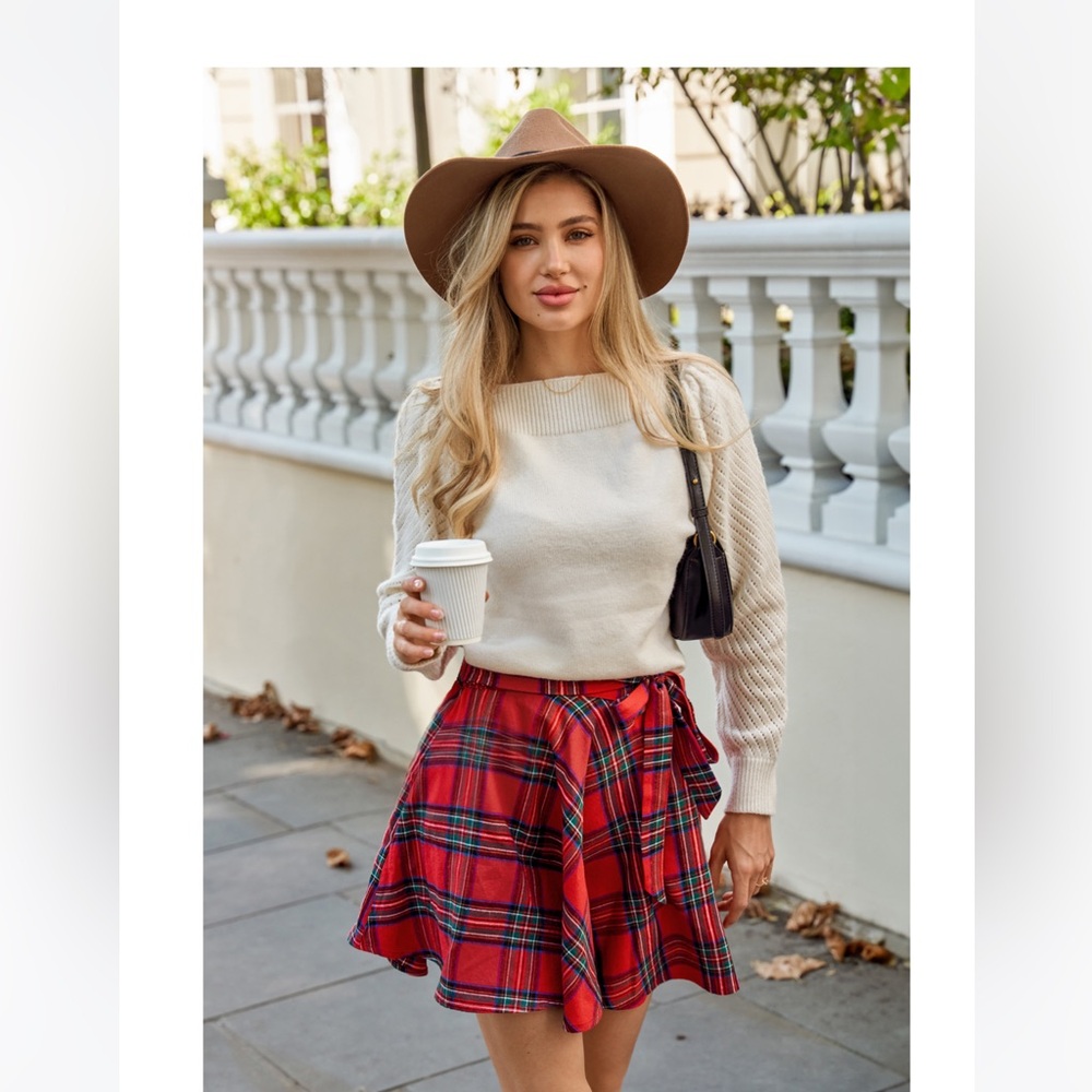❤️Holiday plaid a-line mini shirt